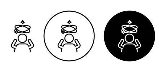 Equilibrium Disorder Vector Icon Set. Balance disturbance and vertigo sensation vector symbol for UI design.