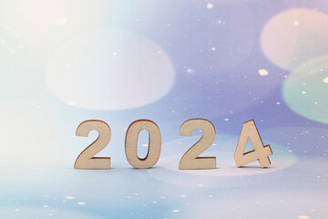 The year 2024 on wooden letters