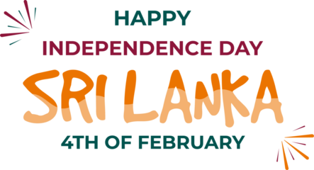 Sri Lanka Independence day typography, text effect transparent png for social media post banner design, 4th February Sri Lanka independence Day