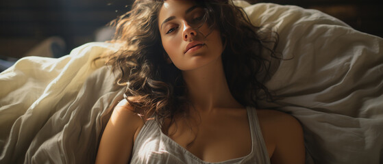 Morning Serenity with a Young Woman in Bed