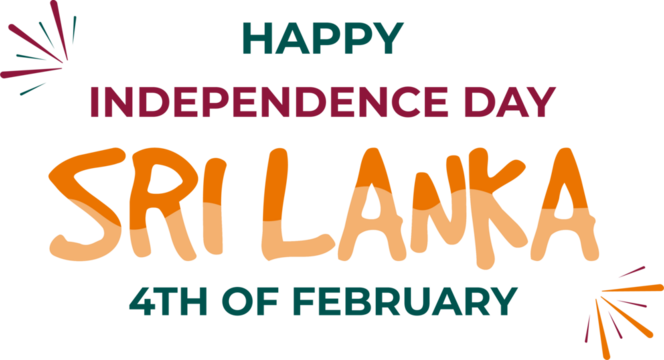 Sri Lanka Independence day typography, text effect transparent png for social media post banner design, 4th February Sri Lanka independence Day - Powered by Adobe