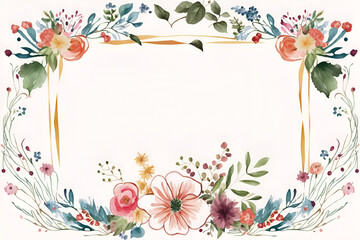 Watercolor Floral Frame. invitation, greeting, celebration. Birthdays, Weddings, Anniversaries