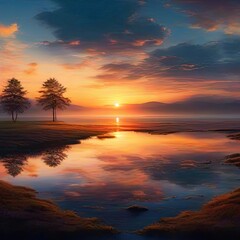 a sunrise or a peaceful landscape generative ai