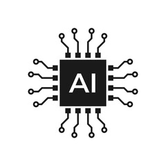 AI Processor vector icon logo. Circuit icon vector illustration logo template.
