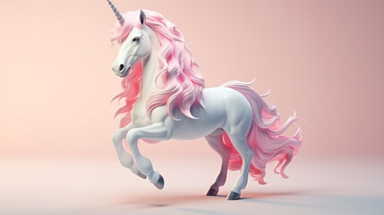 3d render illustration of unicorn horse with pink