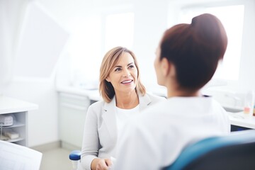 Obraz premium female dentist consulting with a patient about implants