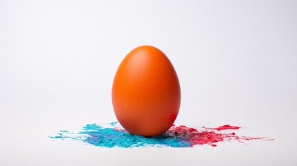 a colorful isolated egg, its lively colors and delightful presence adding a sense of joy to the frame against a minimalist white surface.