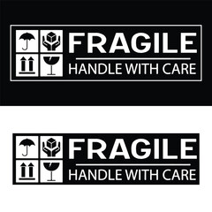 Fragile, Please handle with care, sticker label vector - obrazy, fototapety, plakaty
