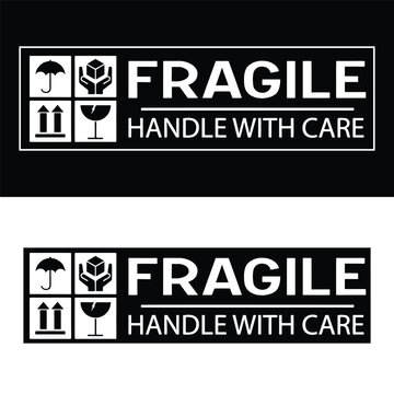 Fragile, Please handle with care, sticker label vector
