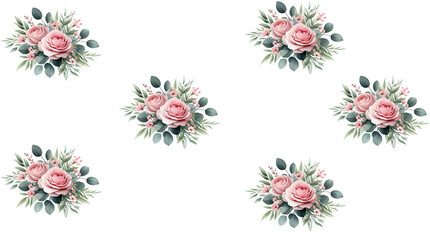 set of pink flowers, generative Ai