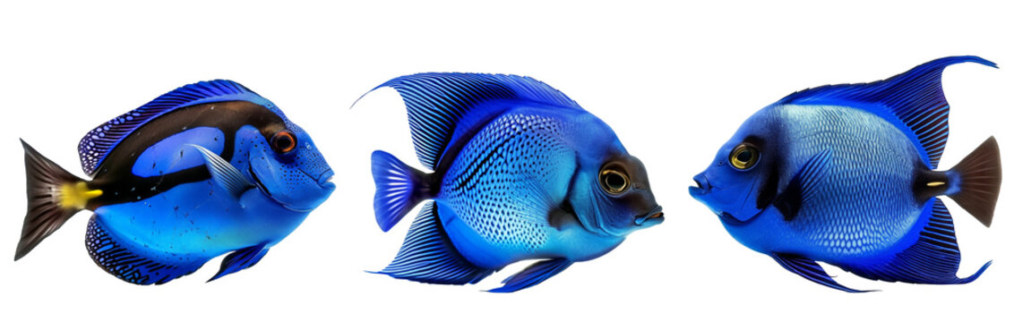 blue tang fish on white background created with generative