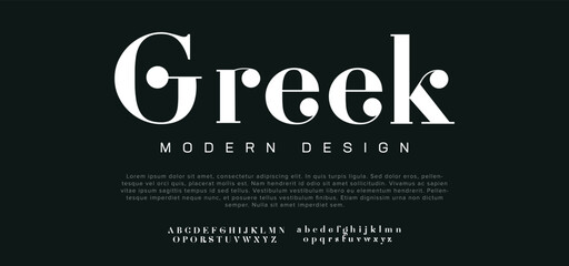 Greek Modern minimal abstract alphabet fonts. Typography technology, electronic, movie, digital, music, future, logo creative font. vector illustration - obrazy, fototapety, plakaty