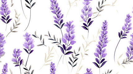 Fototapeta na wymiar pattern with lavender - seamless floral with flowers - Seamless tile. Endless and repeat print.
