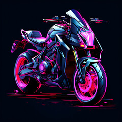 Edgy 3d graphic featuring a futuristic motorcycle- t-shirt print