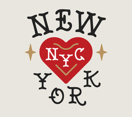 New york city colored retro label. Vector isolated city of New York concept. NYC New York lettering design for print, t-shirt apparel or social media. - 711521192