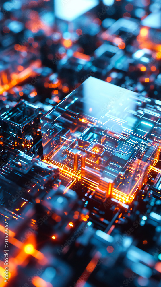 Poster abstract computer architecture composition. information technology and artificial intelligence conce