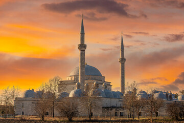 Ancient Ottoman hospital, nowadays housing Medical Museum, Edirne, II.Beyazid Mosque Edirne Turkey...