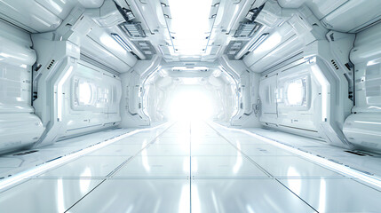 A generic futuristic science fiction background, inside of a white hi-tech laboratory or space ship