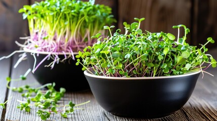 A close up of a bowl of sprouts on a table.