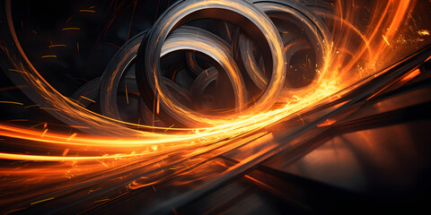 Golden swirls of light in an abstract and dynamic art piece.