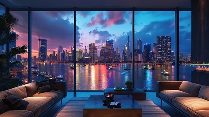 Elevate your hall's ambiance with a sophisticated cityscape mural, featuring iconic landmarks and a...