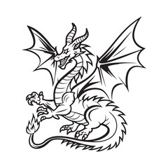 Dragon Black Outline Vector, Dragon tattoo vector