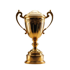 Fototapeta na wymiar Real gold metal trophy on transparent background