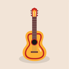 Mexican Guitar Vector Flat Illustration