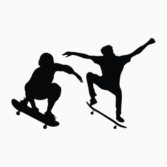 Fototapeta na wymiar Skateboard action player silhouette illustration vector isolated