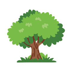 Small tree with green leaves flat vector illustration, Tree vector