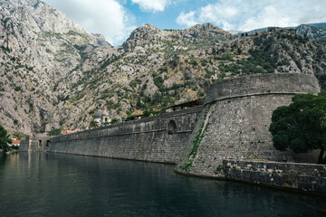 City walls in the old town of Kotor, Montengro