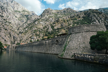 Fototapeta premium City walls in the old town of Kotor, Montengro