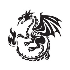 Dragon Black Outline Vector, Dragon tattoo vector
