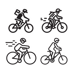 Obraz premium Mountain bike rider icon set, Mountain bike rider flat icon outline