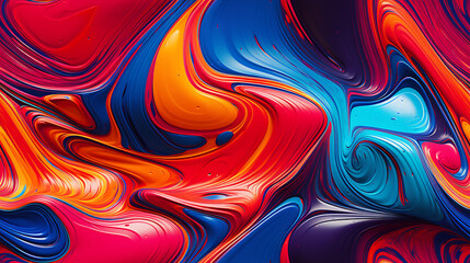 Colorful red, orange and blue abstract paint background - Seamless tile. Endless and repeat print.