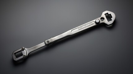 a lone wrench, its utilitarian beauty and timeless design showcased against the pure white background,   