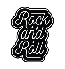 Rock and roll label. Text lettering inscription. Trendy black and white rock and roll vector illustration. - 711526785