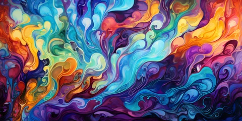 Fotobehang The psychedelic effect large abstract painting, in the style of fluid formation © IrisFocus