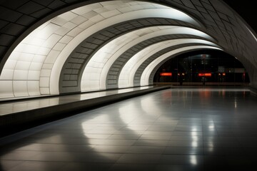 Modern train station with minimalist design elements