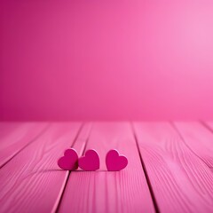 hearts on a wooden pink background