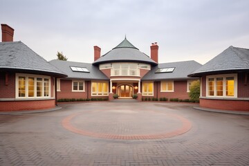 Naklejka premium brickandstone georgian residence, hip roof, circular driveway