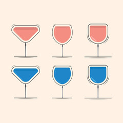 Vector summer cocktail drink cartoon illustration and flat cocktail design template