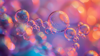 close up with high depth of field photograph of isometric bubbles with a beautiful chromatic sheen across them - obrazy, fototapety, plakaty