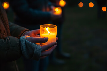 A candlelight vigil held in a community park