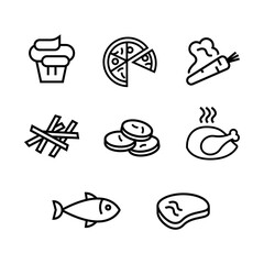 Food Icon Set Simple Line Style.