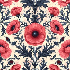 Fotobehang seamless pattern with flowers - Seamless tile. Endless and repeat print. © Lisanne