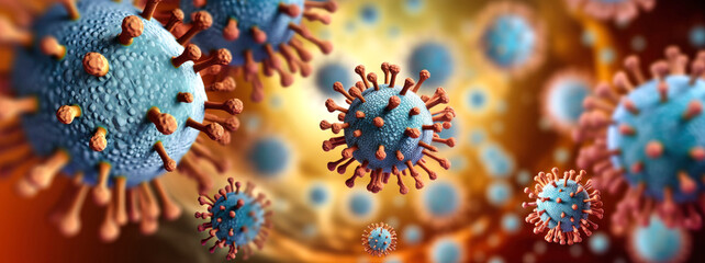 Development and creation of a vaccine to combat the virus. Viruses under a microscope. Reproduction of influenza, AIDS, cancer and hepatitis viruses. Infection.