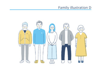 笑顔の家族　全身　D