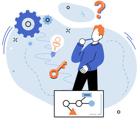 Logical thinking. Vector illustration. Questioning fuels our intellectual curiosity and opens doors to new possibilities Answers are rewards logical thinking They are puzzle pieces fit together