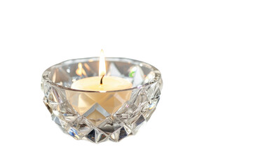 Crystal Candle Holder with Candle On Transparent Background.